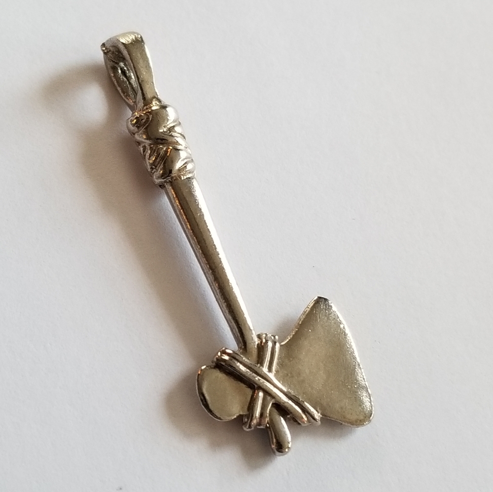 Axe pendant hatchet charm silver tone